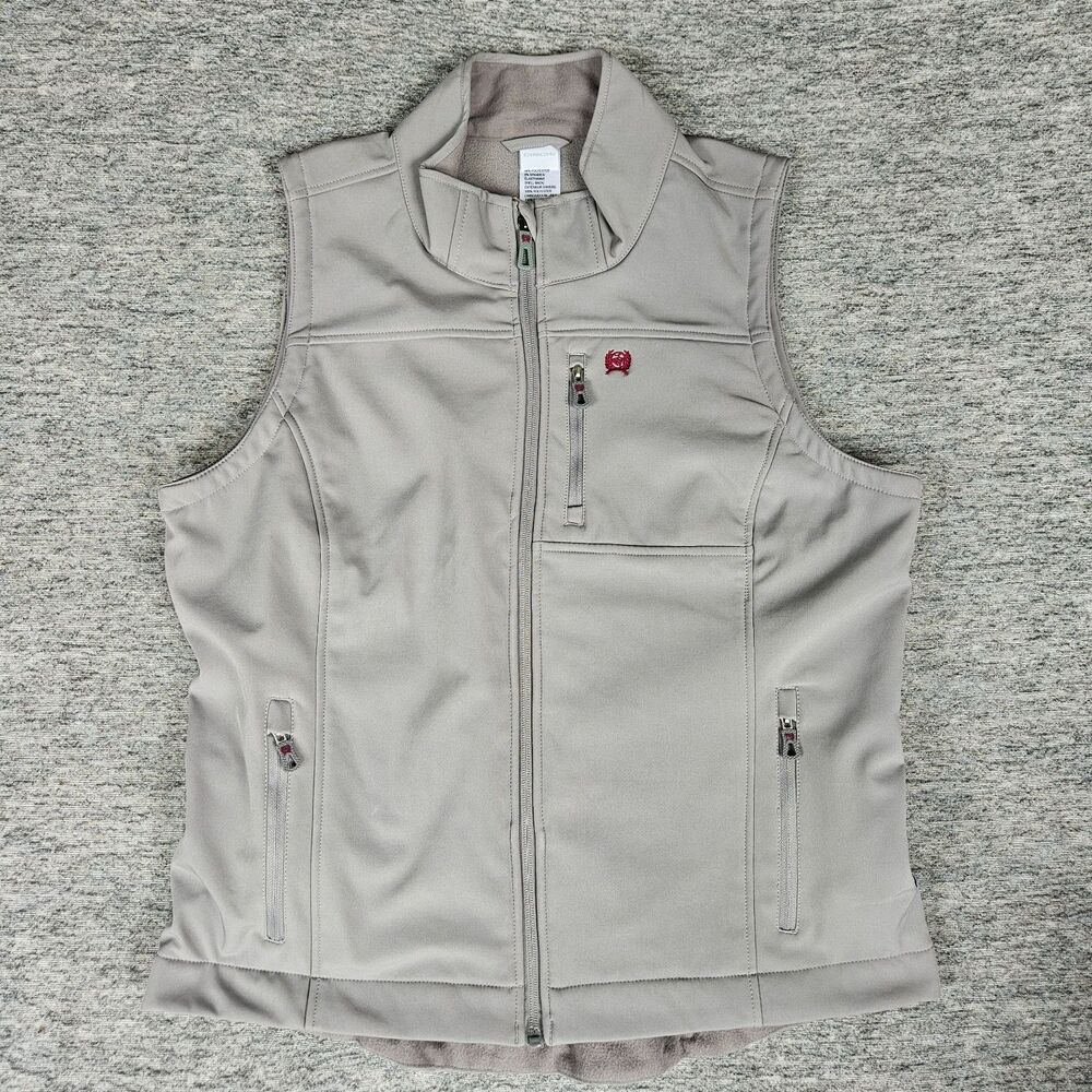 Cinch Embroidered Logo Bonded Concealed Carry Gray Vest Women’s Size XL Full Zip